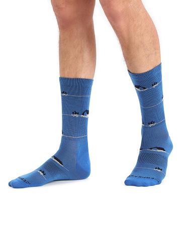 Chaussettes Icebreaker Merino Lifestyle Ultralight Crew Backcountry Camp Homme Bleu | FR 1009XYUF